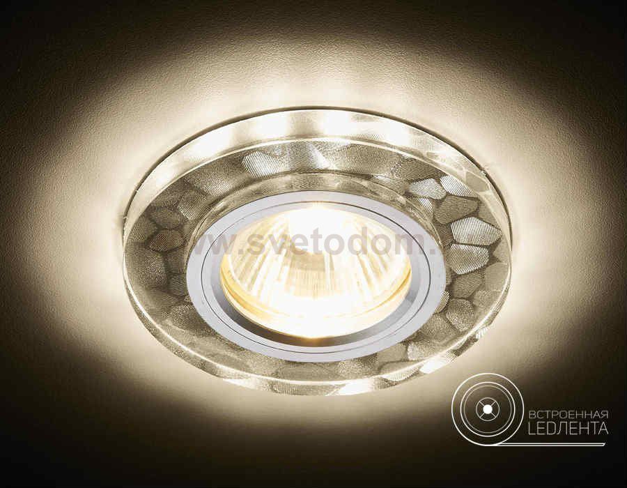 Светильник точечный Ambrella S222 W/CH/WA белый/серебро/MR16+3W(LED WARM) COMPO SPOT