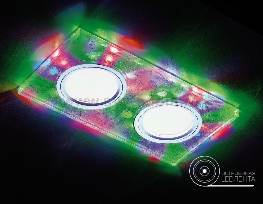 Светильник точечный Ambrella S234/2 W/CH/M белый/хром/MR16+3W/2MR16+6W(LED MULTI) COMPO SPOT