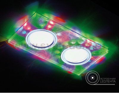 Светильник точечный Ambrella S234/2 W/CH/M белый/хром/MR16+3W/2MR16+6W(LED MULTI) COMPO SPOT