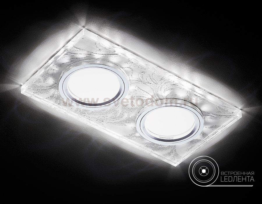 Светильник точечный Ambrella S234/2 W/CH/WH белый/серебро/2MR16+6W(LED WHITE) COMPO SPOT