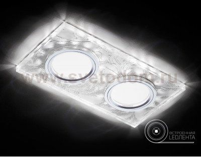 Светильник точечный Ambrella S234/2 W/CH/WH белый/серебро/2MR16+6W(LED WHITE) COMPO SPOT