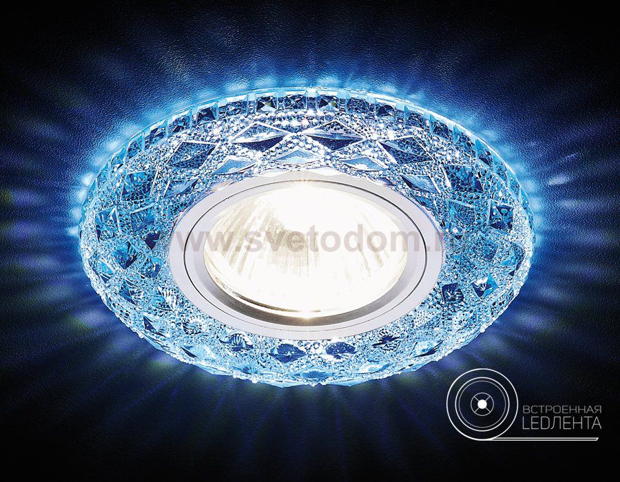 Светильник точечный Ambrella S288 BL хром/сапфир хрусталь/MR16+3W(LED WHITE) COMPO SPOT