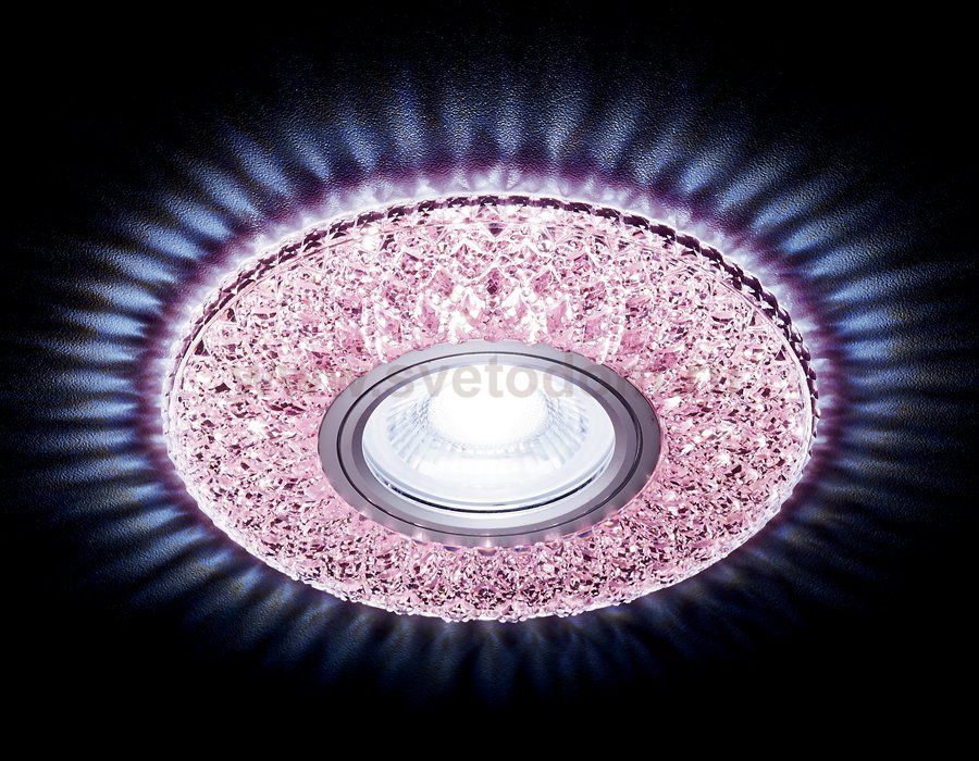 Светильник точечный Ambrella S333 PI/CLD хром/розовый хрусталь/MR16+3W(LED COLD) COMPO SPOT