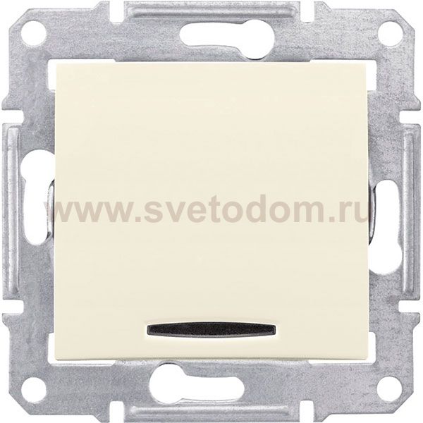 SE Sedna Беж Переключатель 1-клавишный с подсветкой 16А (сх.6) (SDN1500247)