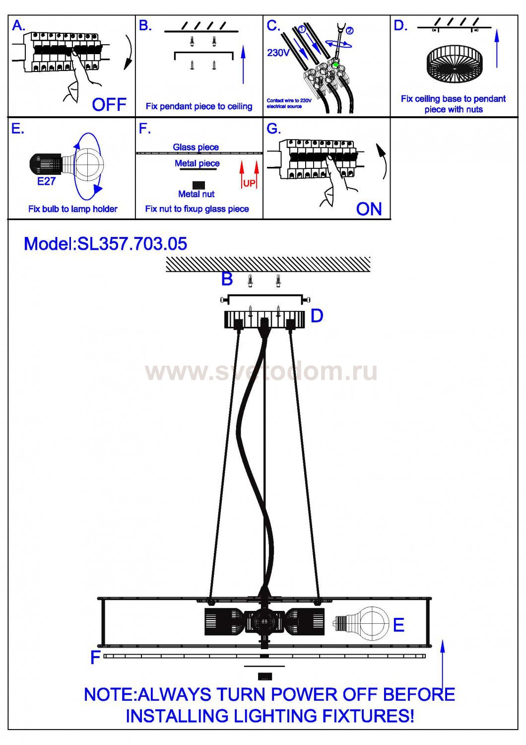 Светильник подвесной St luce SL357.703.05 RONDELLA