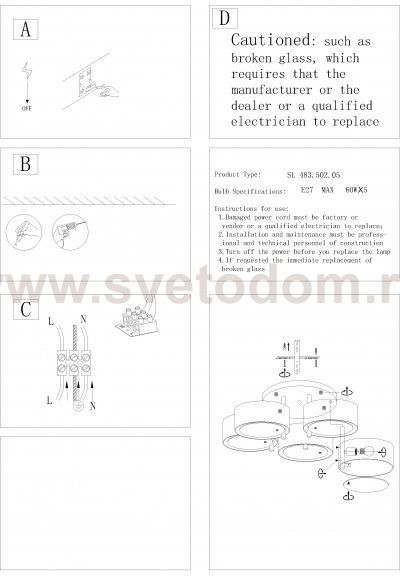 Люстра потолочная St luce SL483.502.05 FORESTA