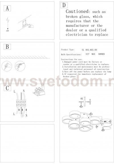 Люстра потолочная St luce SL483.602.09 FORESTA