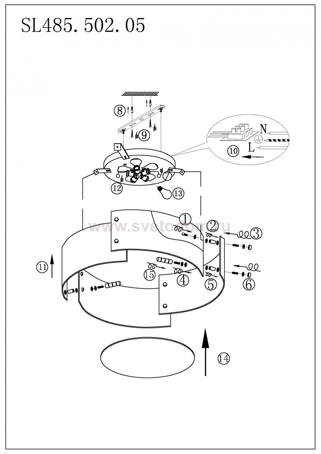 Светильник потолочный St luce SL485.502.05 DONY