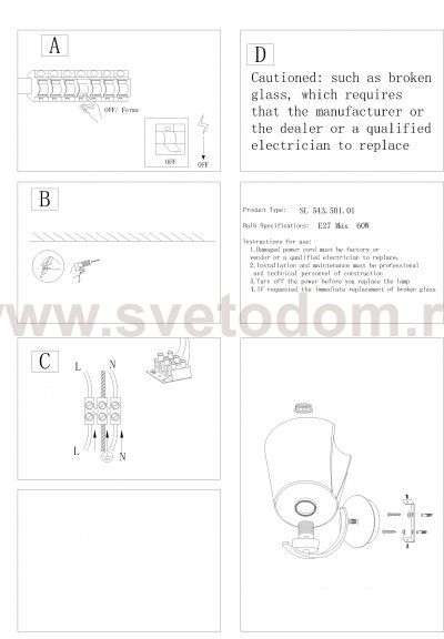 Светильник настенный бра St luce SL543.501.01 CHIELLO