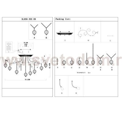 Люстра потолочная St luce SL659.202.09 FRUTTI