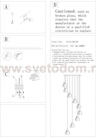 Люстра подвесная St luce SL712.803.09 GENIO