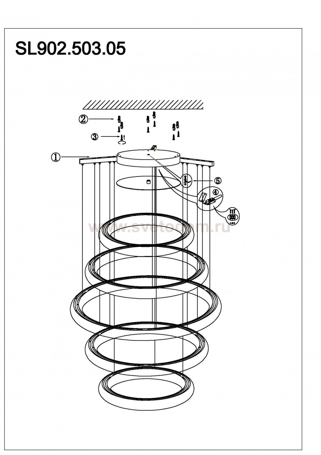 Светильник подвесной St luce SL902.503.05D ALBO