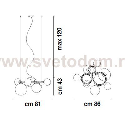 Люстра Puppet Ring SP 7 smoky/black nickel Vistosi
