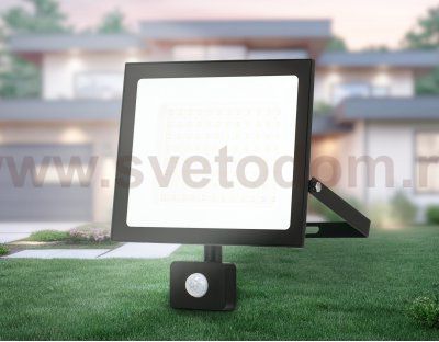 Прожектор светодиодный с датчиком движения Ambrella ST8118 BK черный IP65 LED 6500K 100W 208*178*31