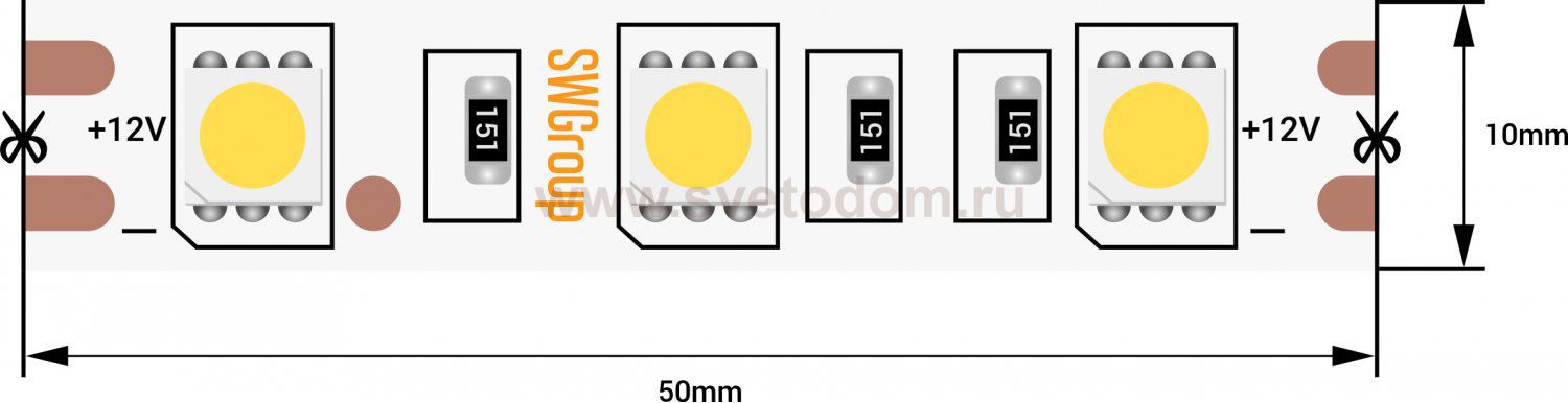 Лента светодиодная SWG SWG560 SWG560-12-14.4-W-66-M