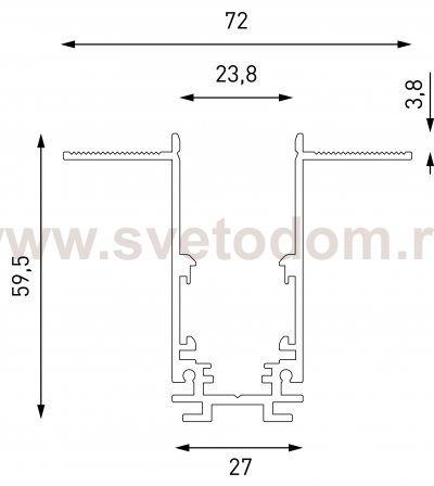 Шинопровод встраиваемый глубокий под шпаклевку, серия SY-LINK, Черный, IP20 SY-LINK-20T2-2.5-BL