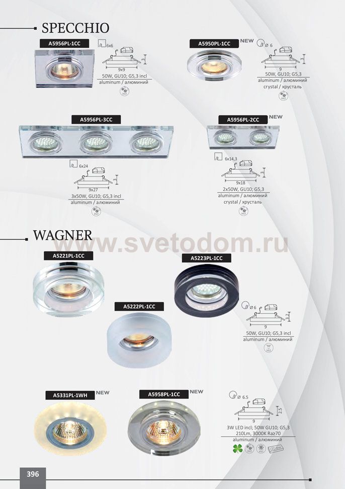 Светильник встраиваемый Arte lamp A5956PL-2CC Cool Ice