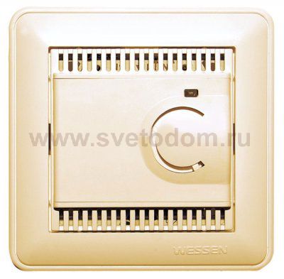 Бежевый Регулятор теплого пола с датчиком +5 до +50°C, 10 А, WESSEN 59 в сборе с рамкой TES-151-28