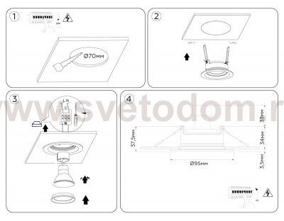 TN1142 BK черный IP44 GU5.3 D95*38
