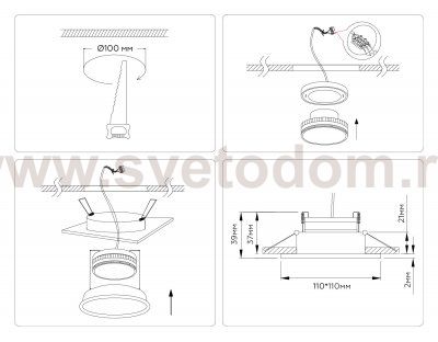 TN51825 BK черный GX53 max 15W 110*110*39
