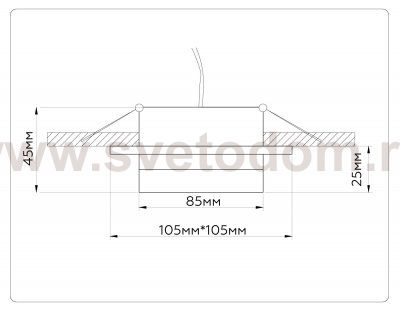 Светильник встраиваемый со сменной лампой GX53 Ambrella TN52421 WH/FR белый/белый матовый GX53 max 12W 105*105*45