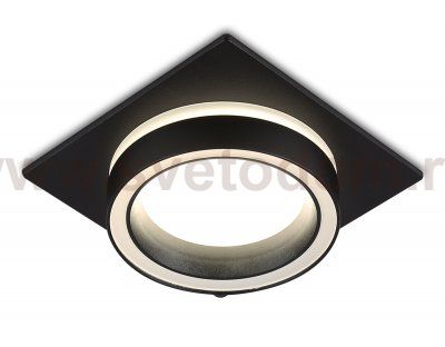 Светильник встраиваемый со сменной лампой GX53 Ambrella TN52422 BK/FR черный/белый матовый GX53 max 12W 105*105*45