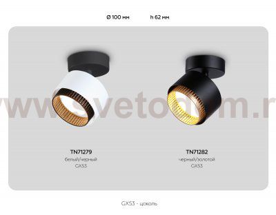 Настенно-потолочный поворотный спот со сменной лампой GX53 Ambrella TN71282 TN