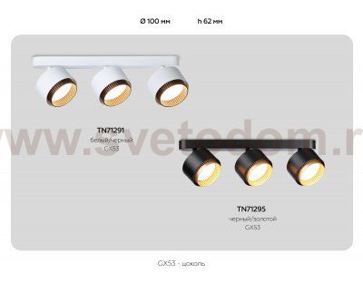 Настенно-потолочный поворотный спот со сменной лампой GX53 Ambrella TN71291 TN