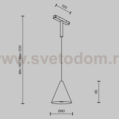 Трековый подвесной светильник Maytoni TR182-1-5WTW-M-B Cono