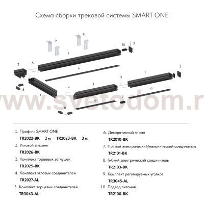 Экран для шинопровода Denkirs TR2028-BK SMART ONE