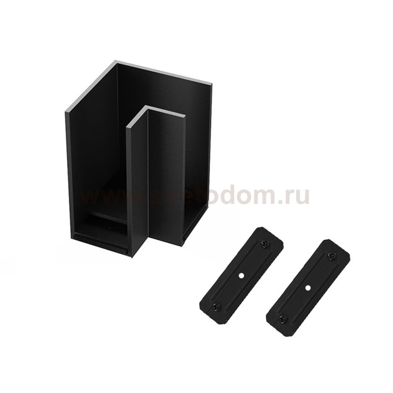 Угловой соединитель усиленный для втроенного монтажа в гипсокартон шинопровода SMART черный Denkirs TR2110-BK-GYPSUM