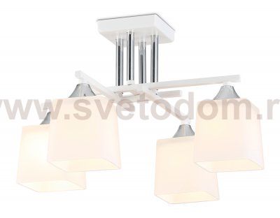 Люстра на штанге со стеклянными плафонами Ambrella TR303041/4 WH белый E27/4 max 60W 420*420*260