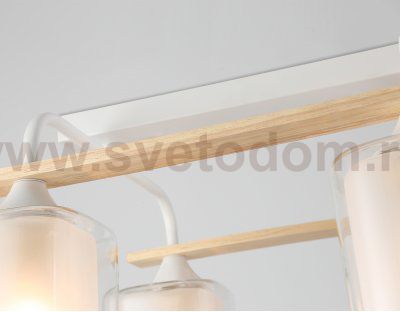 Светильник потолочный со стеклянными плафонами Ambrella TR3033246/4 WH/WD белый/дерево E27/4 max 60W 340*340*245