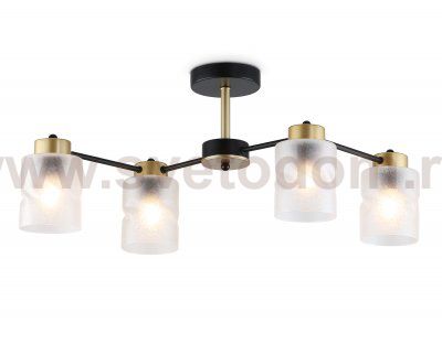 Люстра на штанге со стеклянными плафонами Ambrella TR303324/4 BK/GD черный/золото E27/4 max 60W 650*290*270