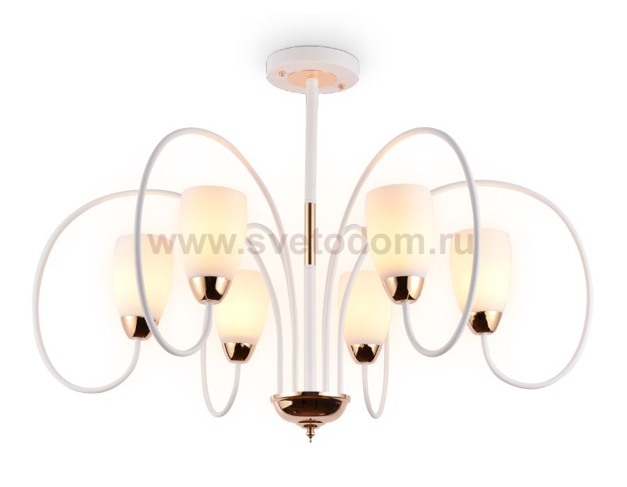 Люстра подвесная Ambrella TR3125/6 WH/GD белый/золото E27 max 40W D850*600 TRADITIONAL