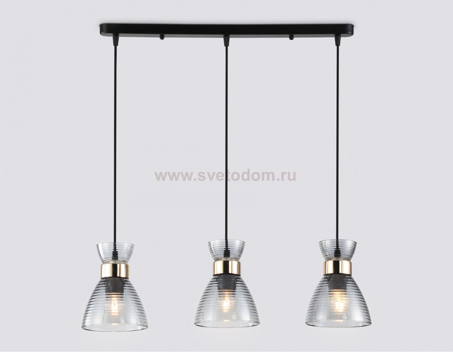 TR3407/3 BK/FGD/SM черный/золото/дымчатый E27/3 max 60W 550*135*1000