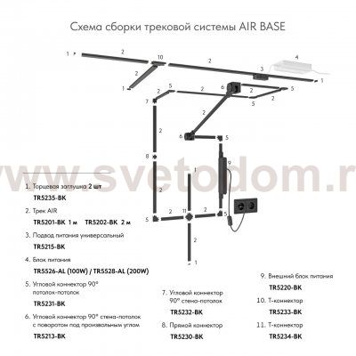 Шинопровод Denkirs TR5202-BK AIR BASE
