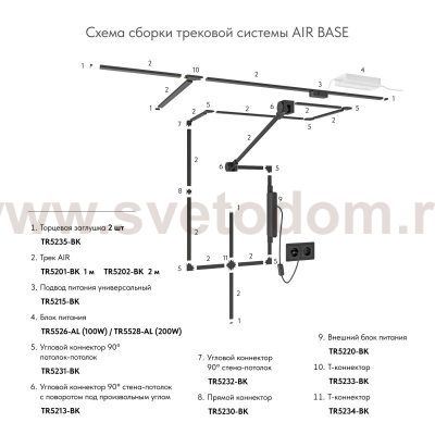 Комплект торцевых заглушек (2 шт.) для треков Air, серия Base, пластик, чёрный