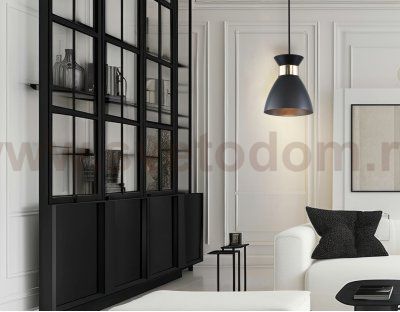 Светильник подвесной в стиле лофт Ambrella TR8468 BK/FGD черный/золото E27 max 60W D130*1000