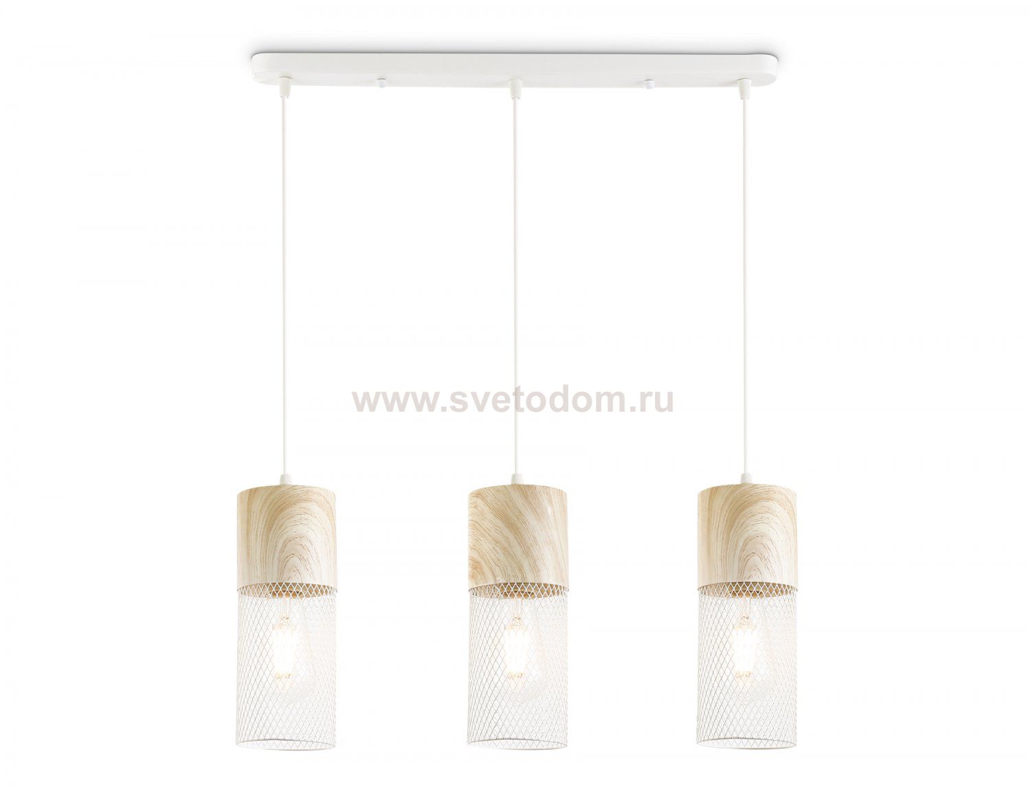 Светильник подвесной Ambrella TR8499/3 WH/WD белый/дерево E27/3 max 60W 550*100*1000