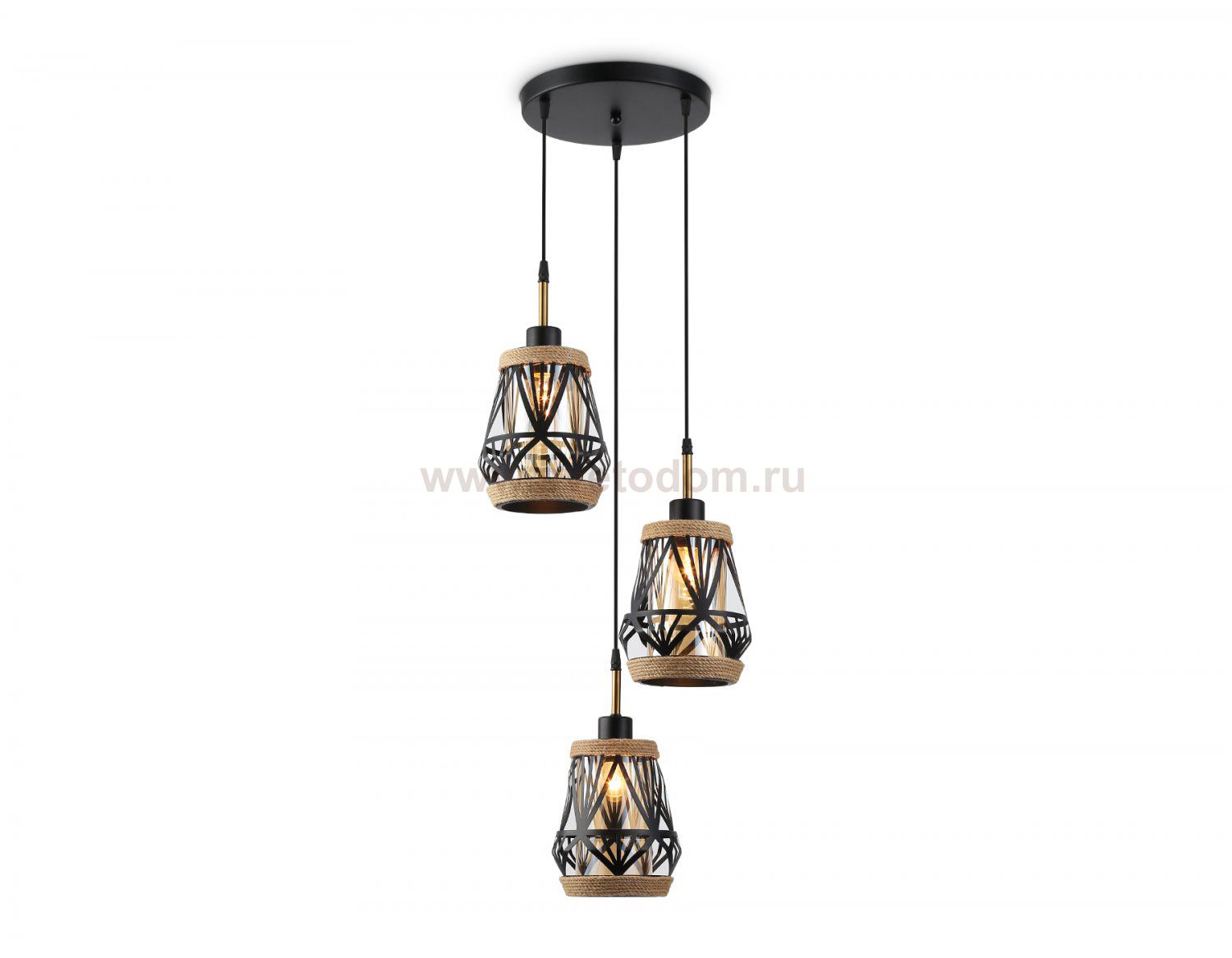 Светильник подвесной в стиле лофт Ambrella TR8522/3 BK/SB черный/бронза E27/3 max 60W D380*1000