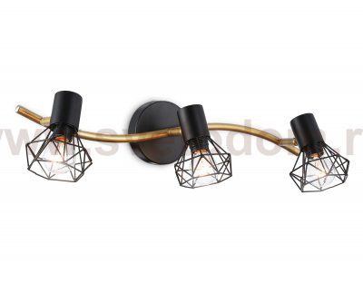 Настенно-потолочный спот в стиле лофт Ambrella TR8657/3 BK/GD черный/золото E14/3 max 60W 550*100*185