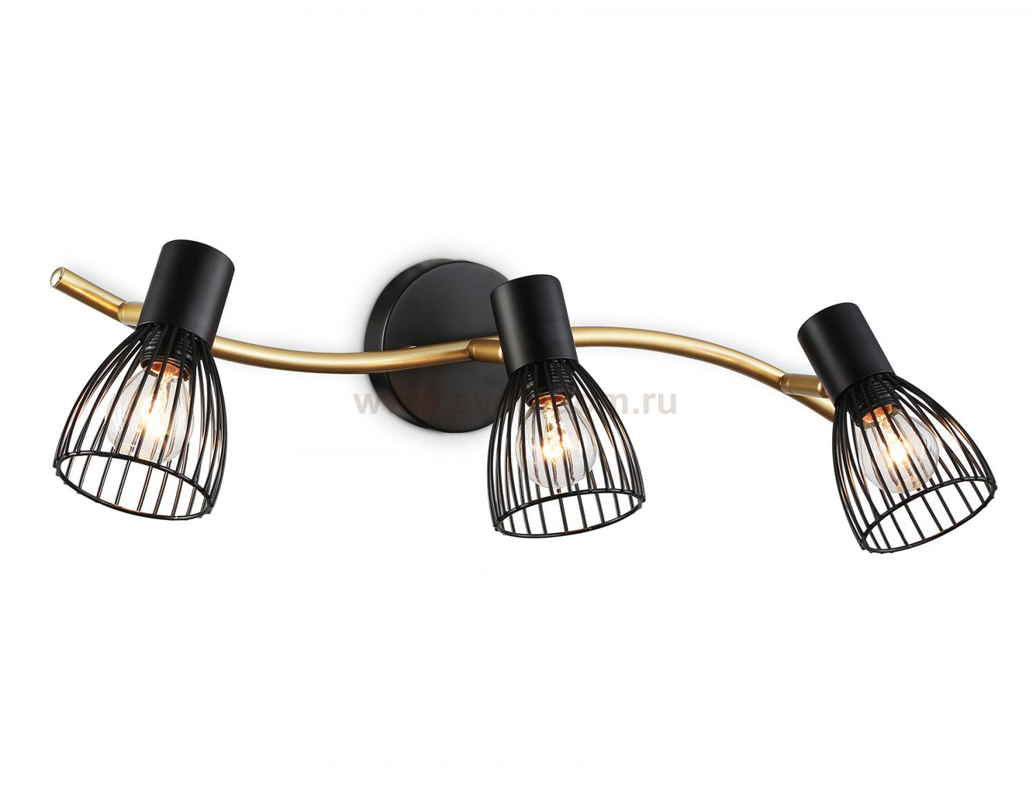 Настенно-потолочный спот в стиле лофт Ambrella TR8661/3 BK/GD черный/золото E14/3 max 60W 550*100*170