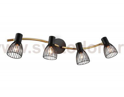 Настенно-потолочный спот в стиле лофт Ambrella TR8662/4 BK/GD черный/золото E14/4 max 60W 760*100*170