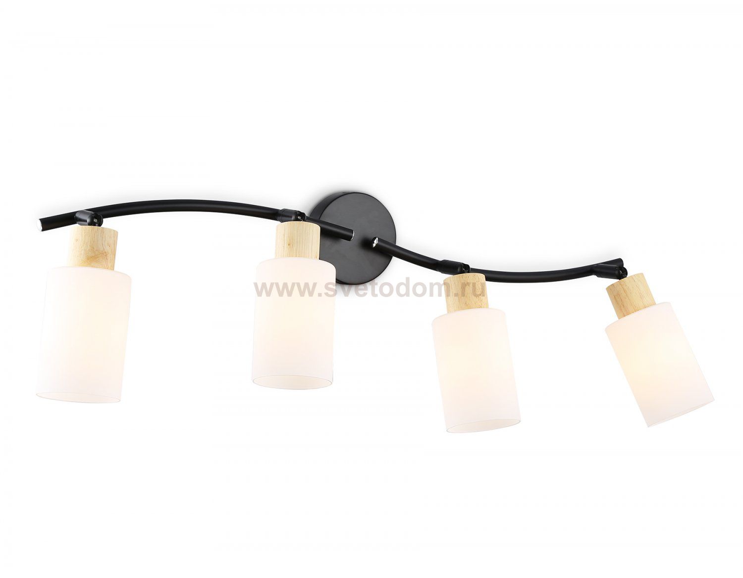 Настенно-потолочный спот в стиле лофт Ambrella TR8723/4 BK/WD черный/дерево E14/4 max 60W 760*100*210