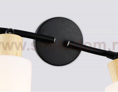 Настенно-потолочный спот в стиле лофт Ambrella TR8723/4 BK/WD черный/дерево E14/4 max 60W 760*100*210