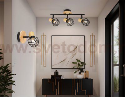 TR8751 BK/WD черный/дерево IP20 E27 D115*175