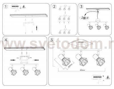 TR8753/3 BK/WD черный/дерево IP20 E27/3 435*115*200