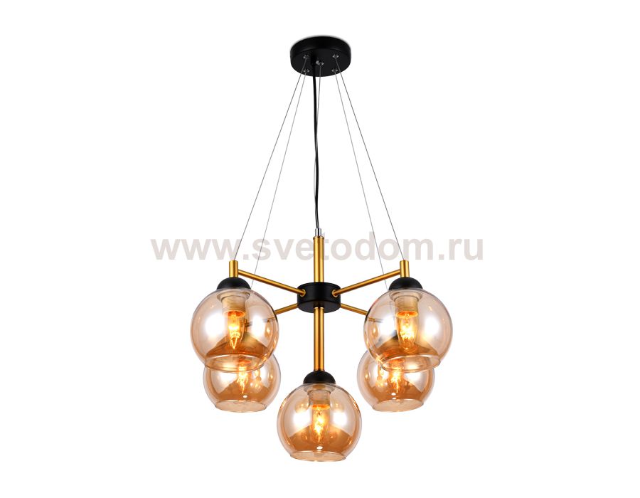 Люстра подвесная Ambrella TR9026/5 BK/TI черный/янтарь E27 max 40W D580*600 TRADITIONAL