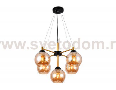 Люстра подвесная Ambrella TR9026/5 BK/TI черный/янтарь E27 max 40W D580*600 TRADITIONAL